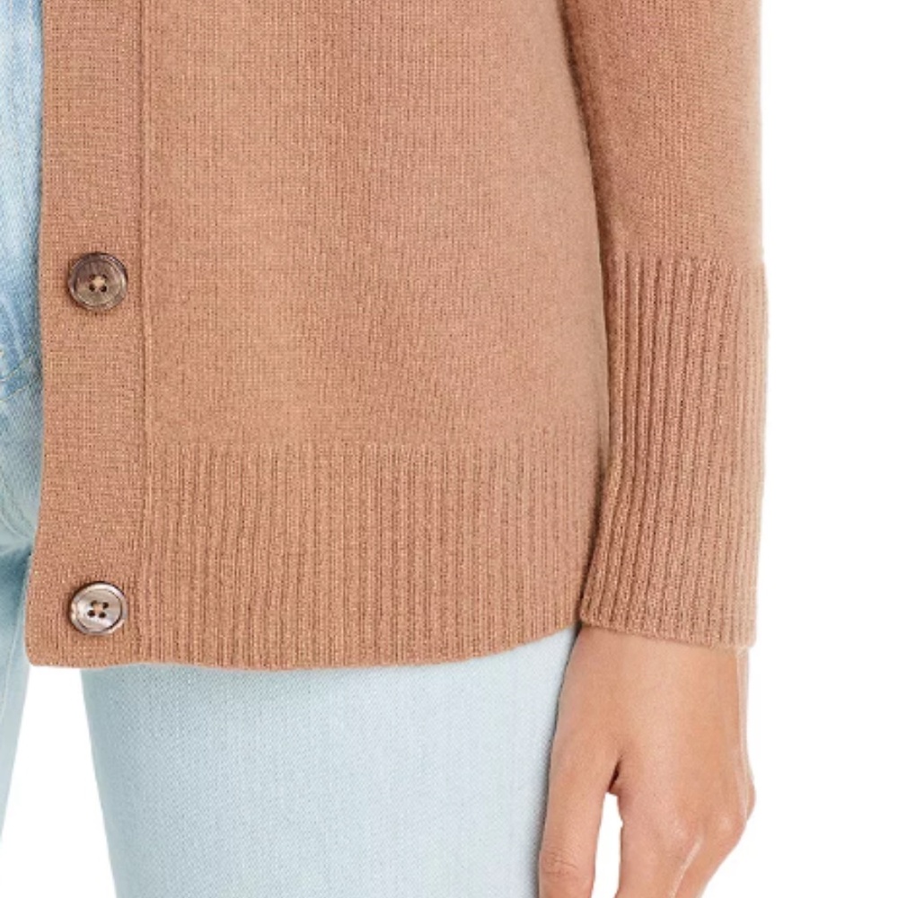 C by Designer Brand V Neck Cashmere Grandfather Cardigan Camel Size S 21241 - Picture 2 of 6